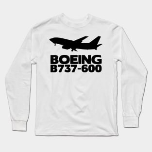 Boeing B737-600 Silhouette Print (Black) Long Sleeve T-Shirt